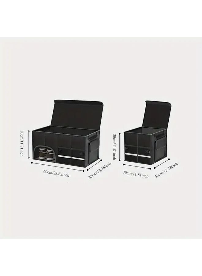 Large Car Trunk Organizer With Lid Foldable Multi Compartment Storage Box Coffee Color - Image 3